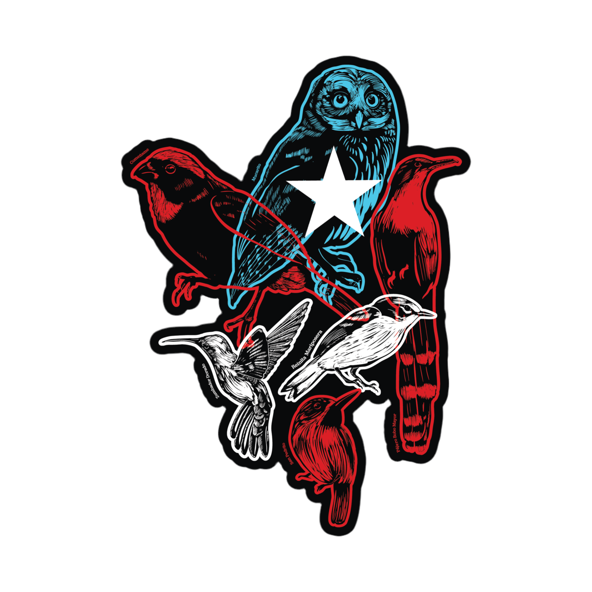 Aves Endémicas Bandera Sticker