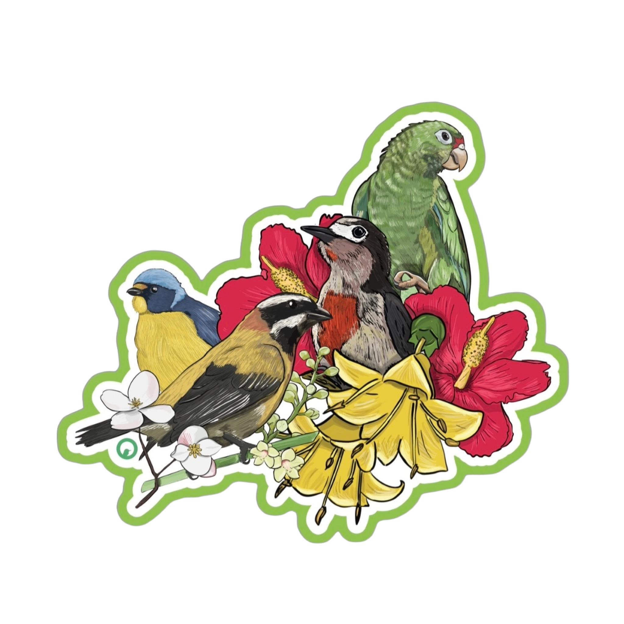 Aves endémicas y flores endémicas